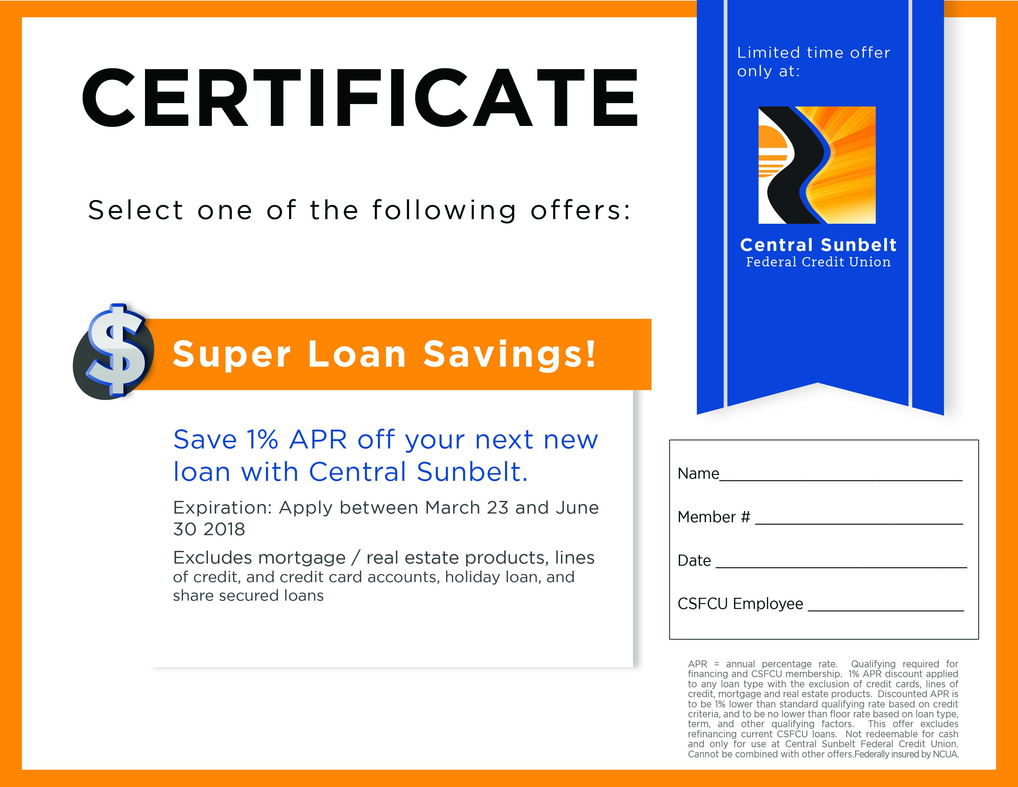 Save big on your next loan at central sunbelt fcu