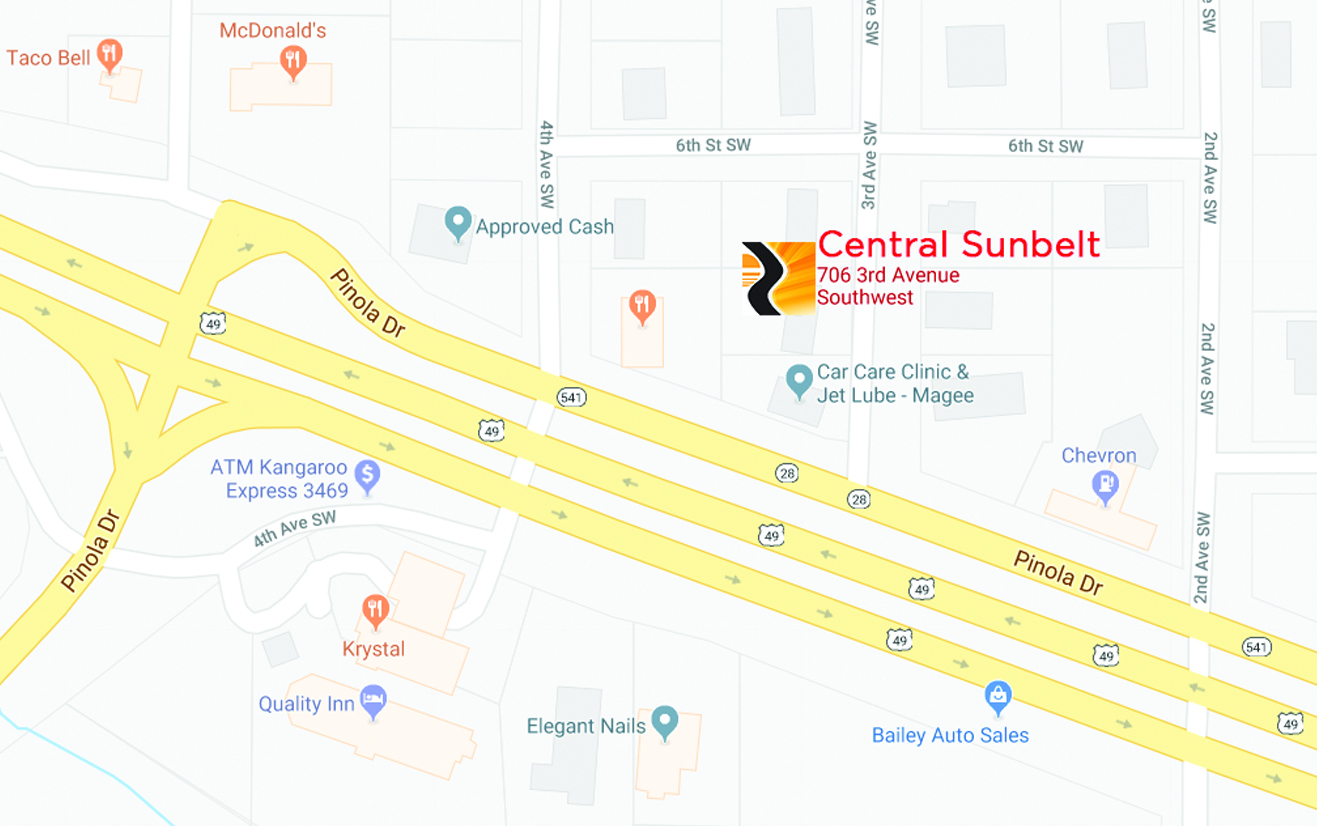 Map of Central Sunbelt branch in Magee, Simpson County MS